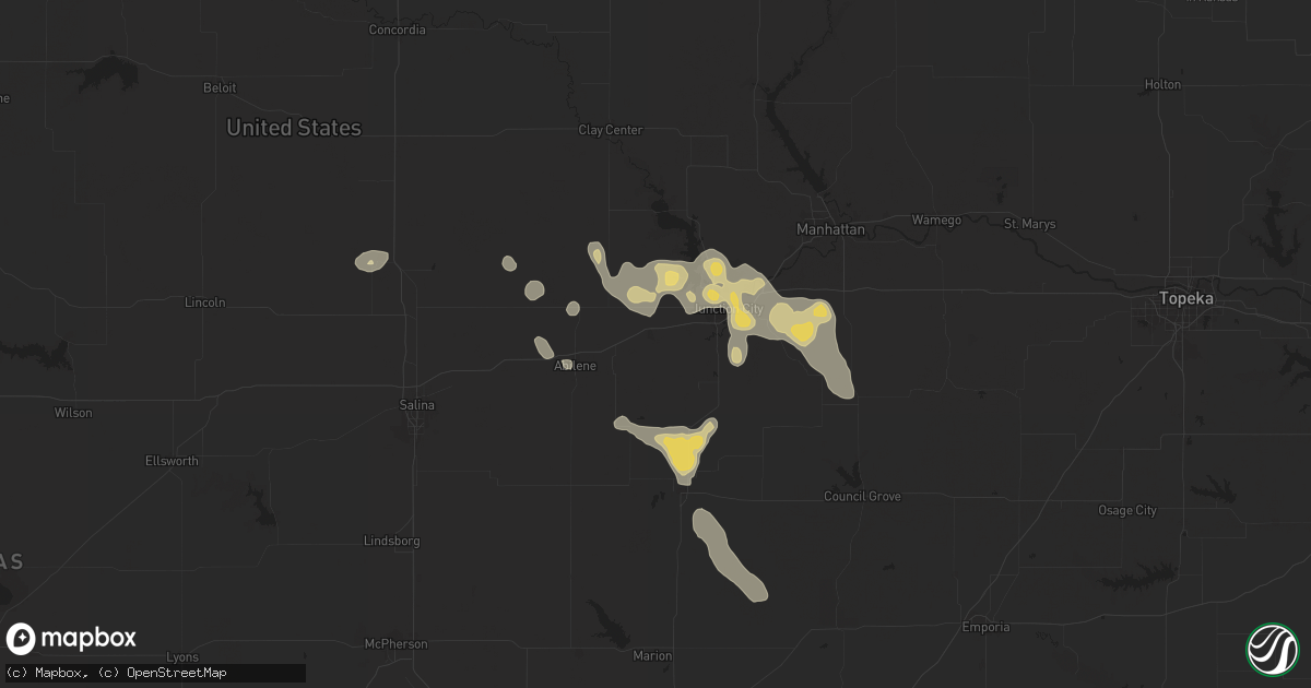 Hail map in Chapman, KS on August 19, 2025
