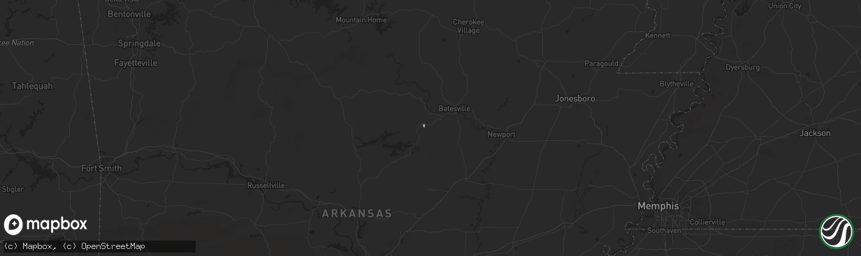 Hail map in Concord, AR on August 19, 2025