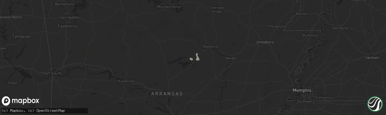 Hail map in Drasco, AR on August 19, 2025