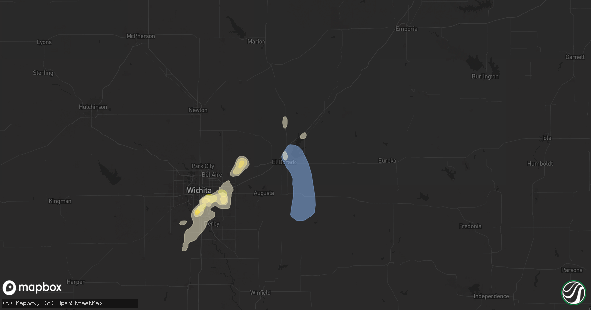 Hail map in El Dorado, KS on August 19, 2025
