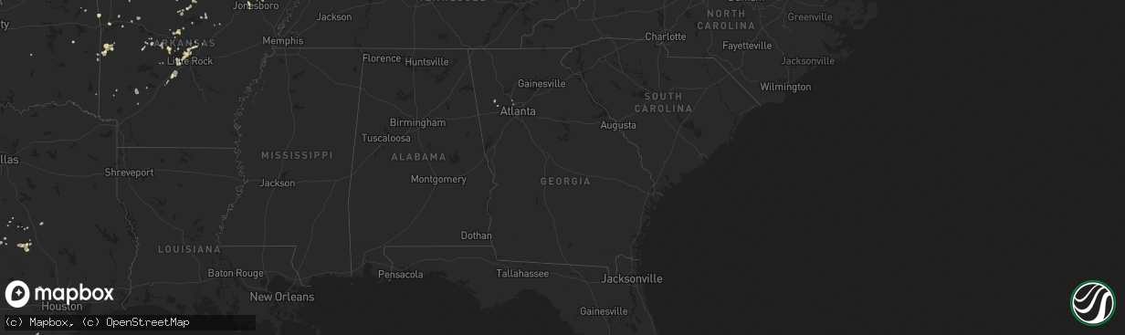 Hail map in Georgia on August 19, 2025