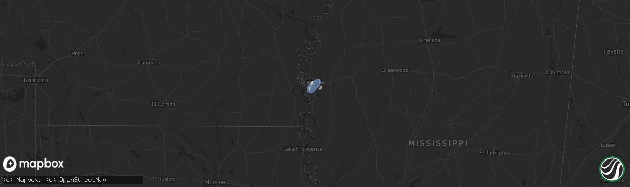 Hail map in Greenville, MS on August 19, 2025