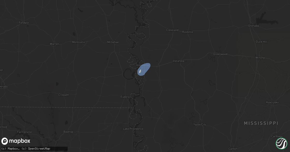 Hail map in Greenville, MS on August 19, 2025