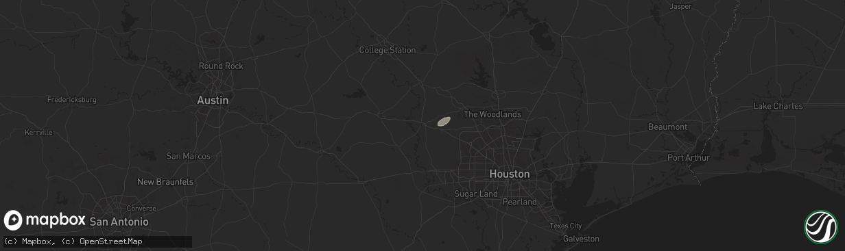 Hail map in Hempstead, TX on August 19, 2025