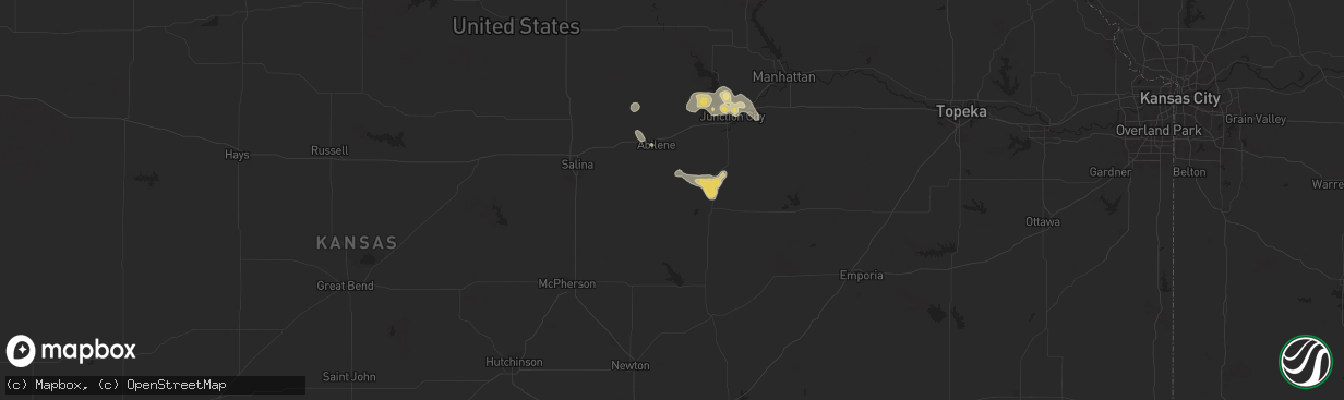 Hail map in Hope, KS on August 19, 2025