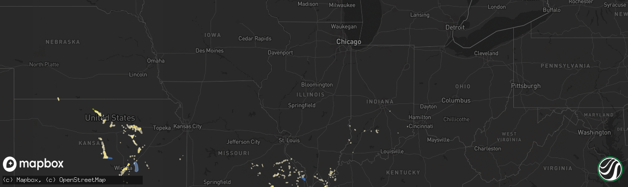 Hail map in Illinois on August 19, 2025
