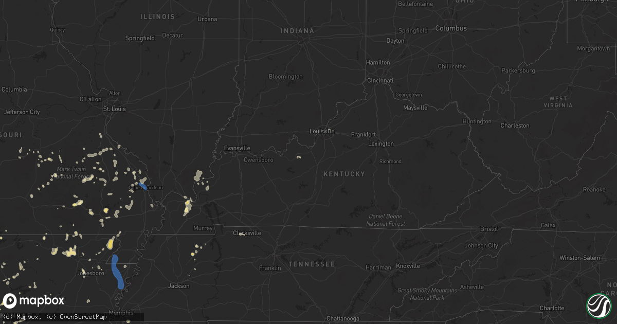 Hail map in Kentucky on August 19, 2025