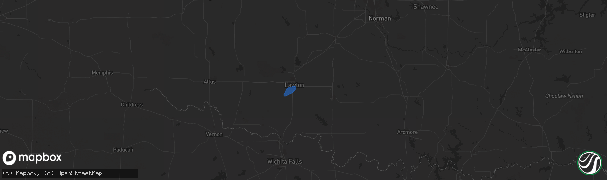 Hail map in Lawton, OK on August 19, 2025