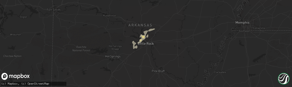Hail map in Little Rock, AR on August 19, 2025