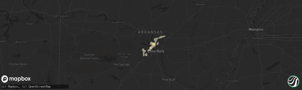 Hail map in Maumelle, AR on August 19, 2025