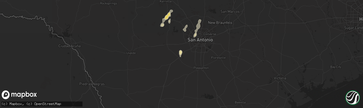 Hail map in Natalia, TX on August 19, 2025