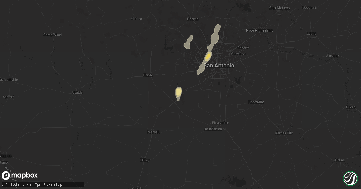 Hail map in Natalia, TX on August 19, 2025
