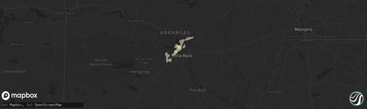 Hail map in North Little Rock, AR on August 19, 2025