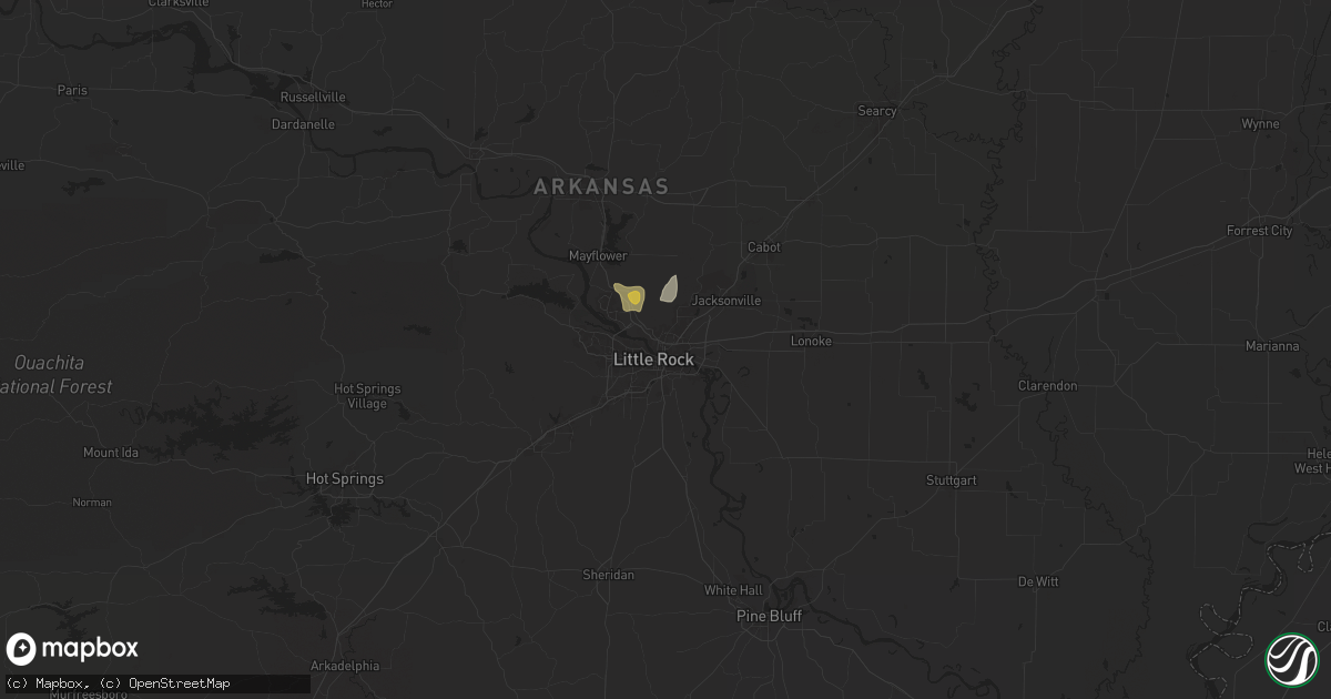 Hail map in North Little Rock, AR on August 19, 2025