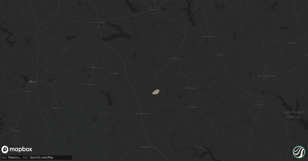 Hail map in Oakwood, TX on August 19, 2025