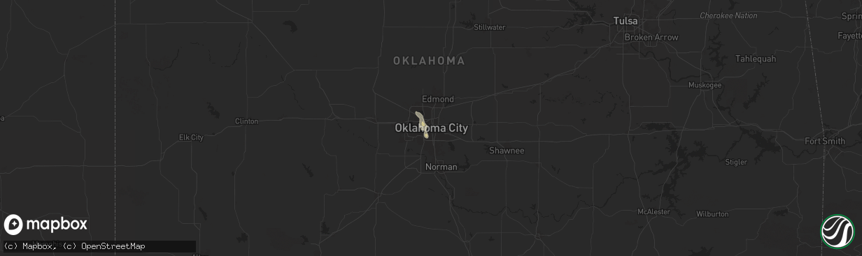 Hail map in Oklahoma City, OK on August 19, 2025