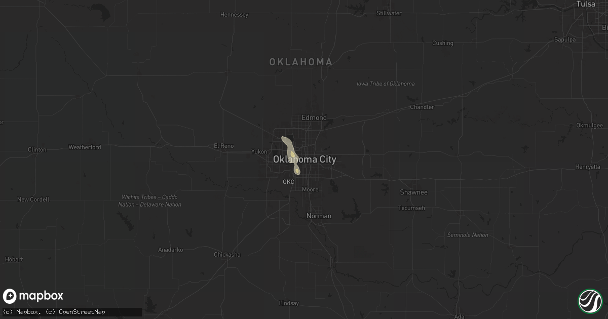 Hail map in Oklahoma City, OK on August 19, 2025
