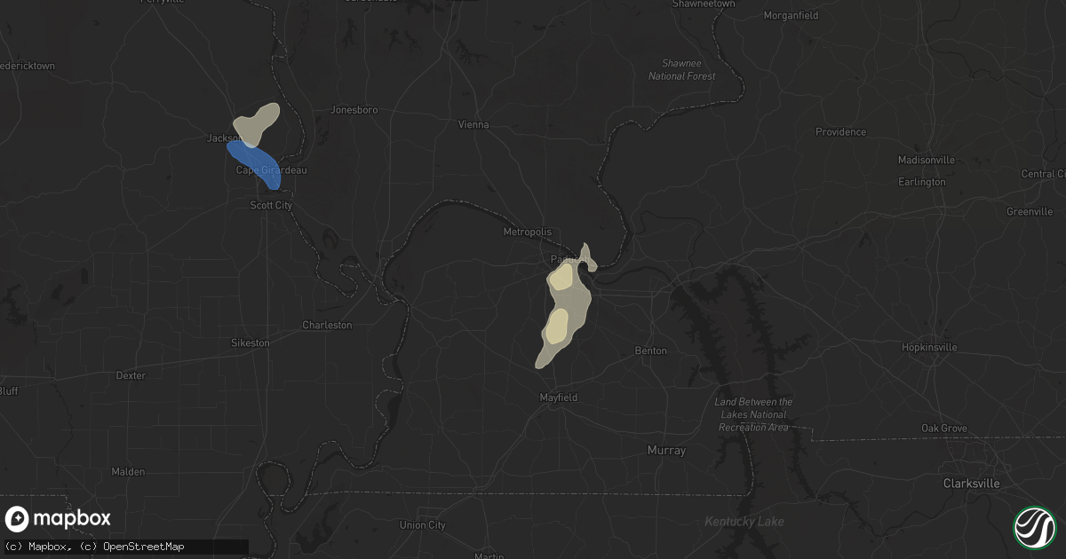 Hail map in Paducah, KY on August 19, 2025