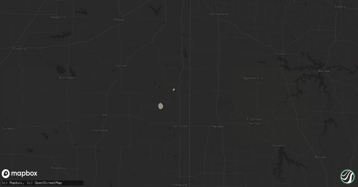 Hail map in Prescott, KS on August 19, 2025