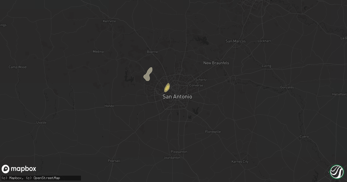 Hail map in San Antonio, TX on August 19, 2025