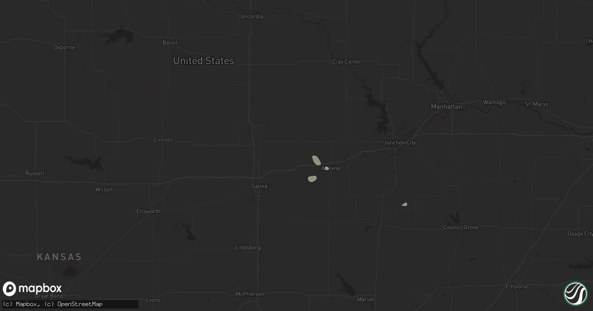 Hail map in Solomon, KS on August 19, 2025