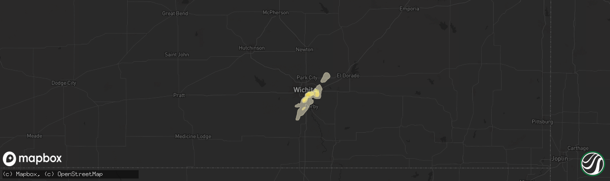 Hail map in Wichita, KS on August 19, 2025