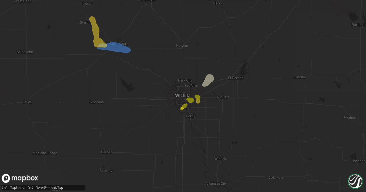 Hail map in Wichita, KS on August 19, 2025