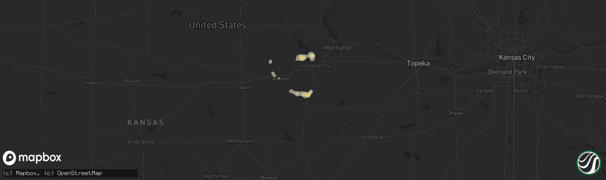 Hail map in Woodbine, KS on August 19, 2025