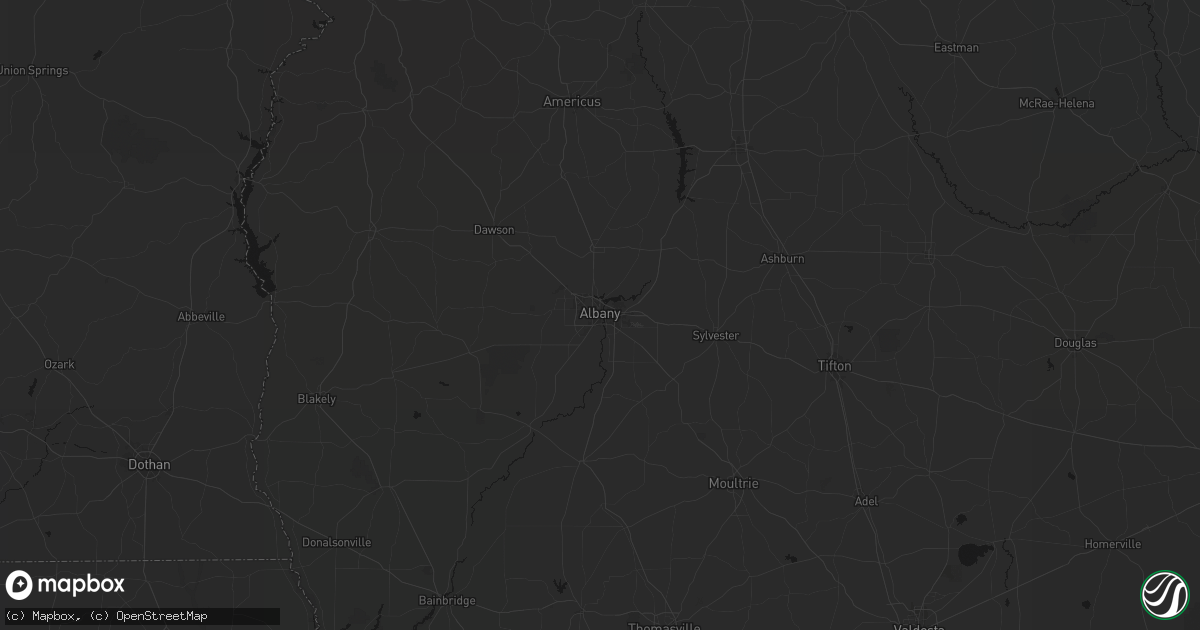 Hail map in Albany, GA on August 19, 2026