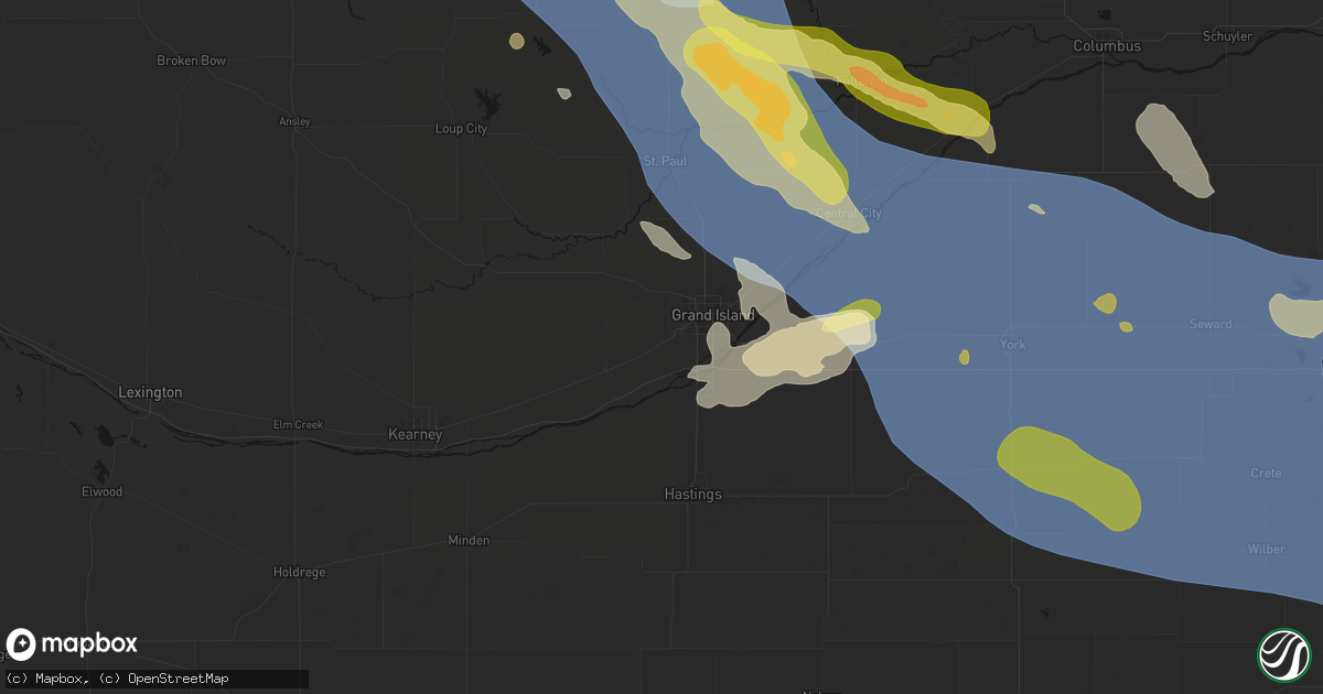 Hail map in Alda, NE on August 19, 2026