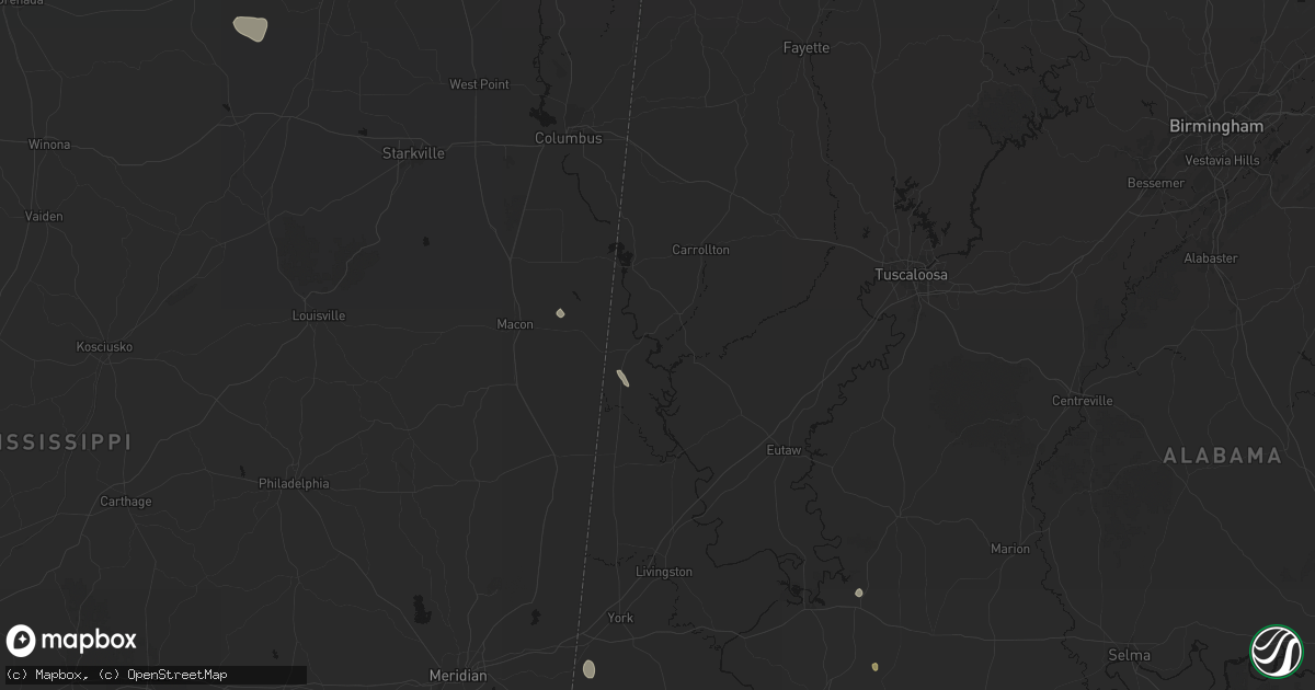 Hail map in Aliceville, AL on August 19, 2026