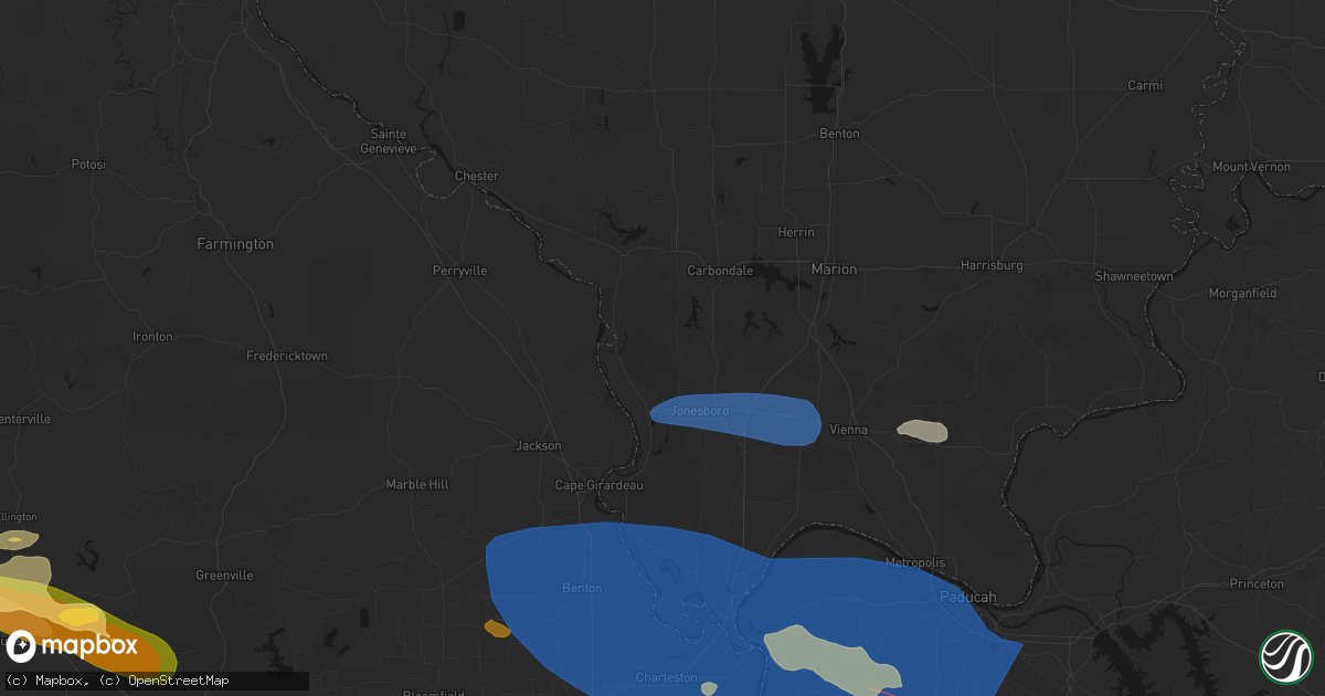 Hail map in Alto Pass, IL on August 19, 2026