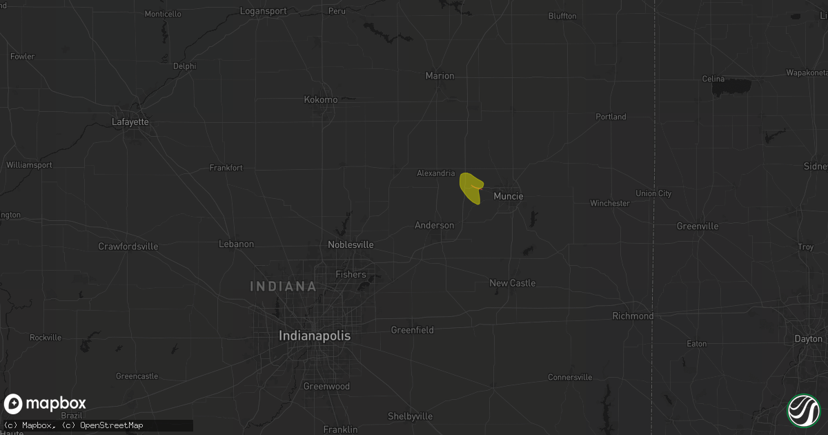 Hail map in Anderson, IN on August 19, 2026