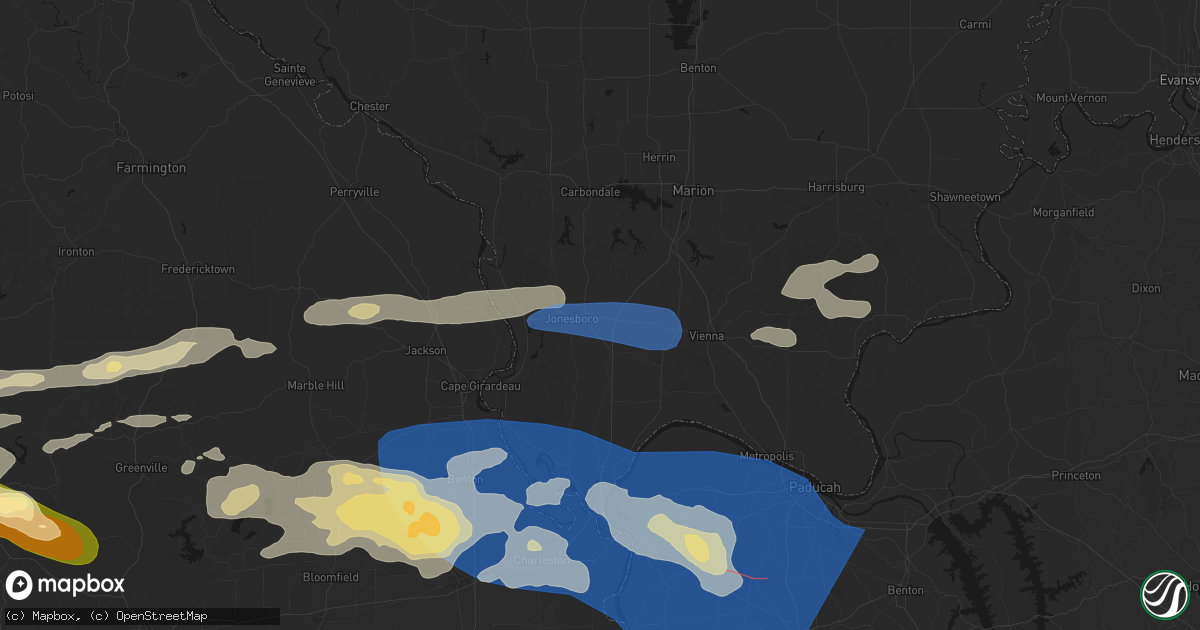 Hail map in Anna, IL on August 19, 2026