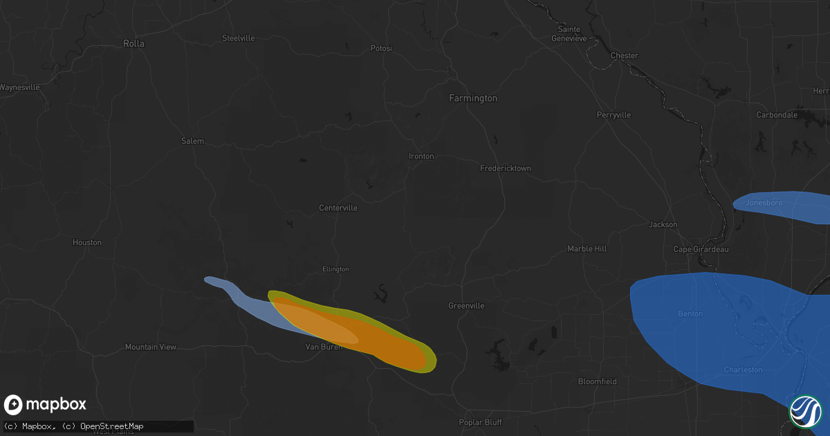 Hail map in Annapolis, MO on August 19, 2026