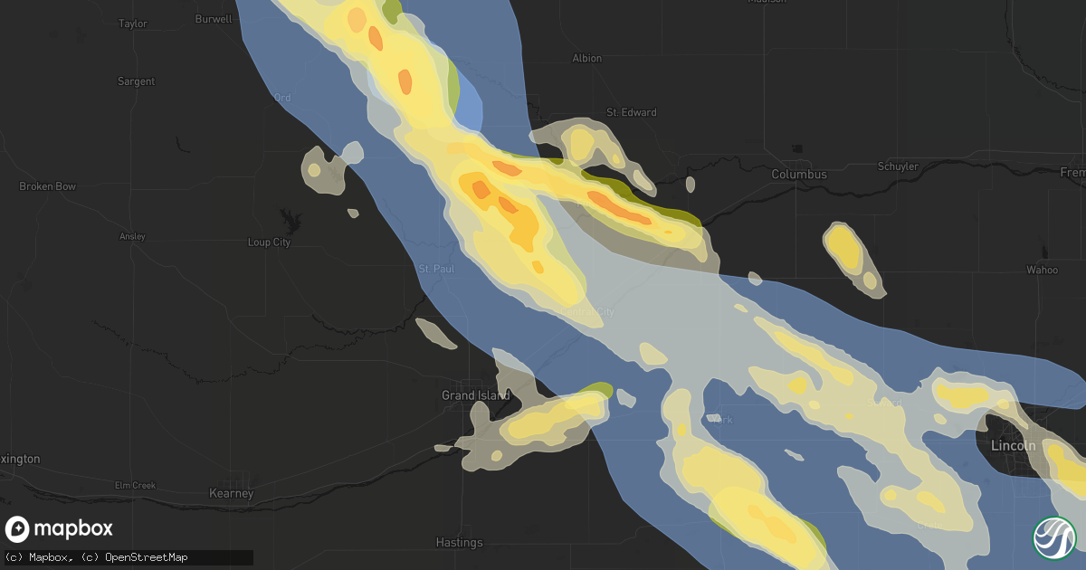 Hail map in Archer, NE on August 19, 2026