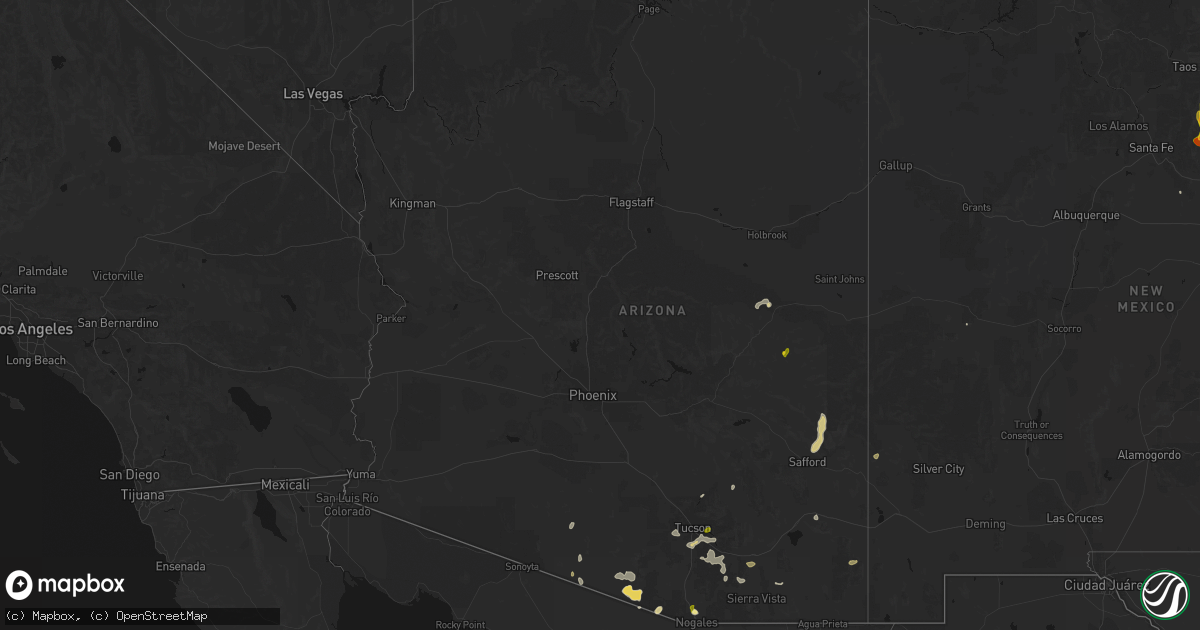 Hail map in Arizona on August 19, 2026
