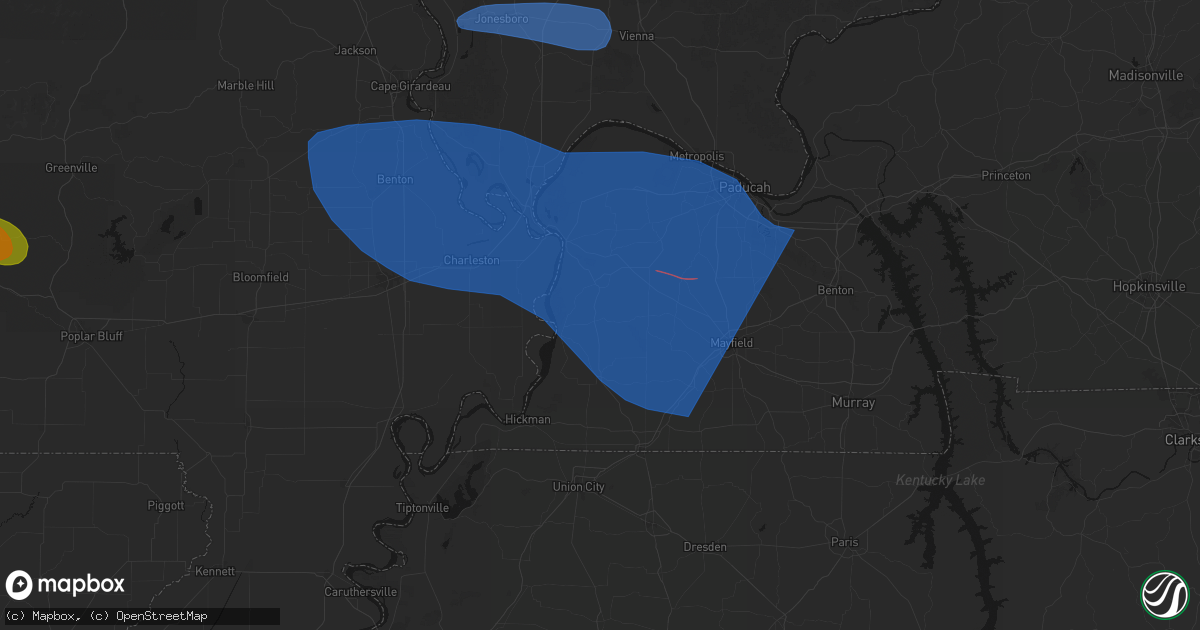 Hail map in Arlington, KY on August 19, 2026