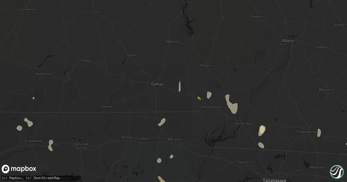 Hail map in Ashford, AL on August 19, 2026