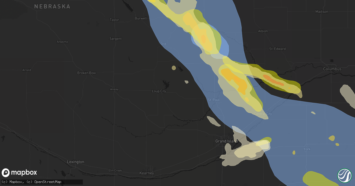 Hail map in Ashton, NE on August 19, 2026