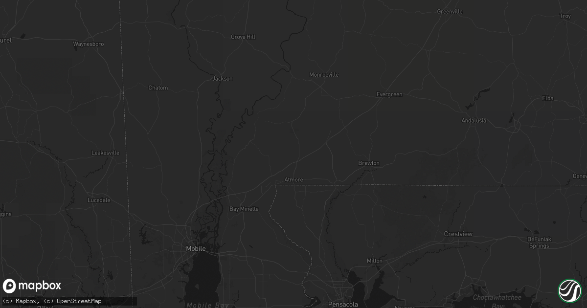 Hail map in Atmore, AL on August 19, 2026