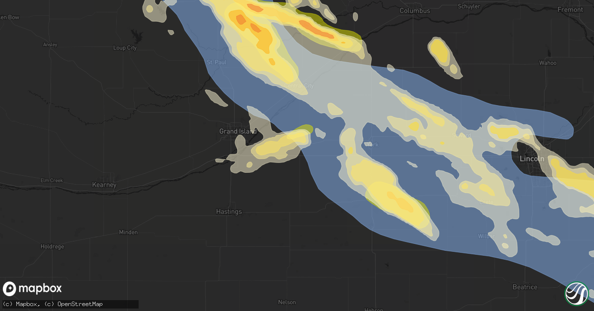 Hail map in Aurora, NE on August 19, 2026