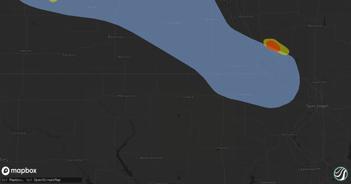Hail map in Baileyville, KS on August 19, 2026