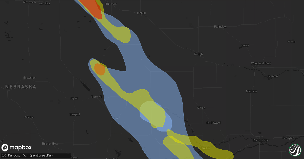 Hail map in Bartlett, NE on August 19, 2026