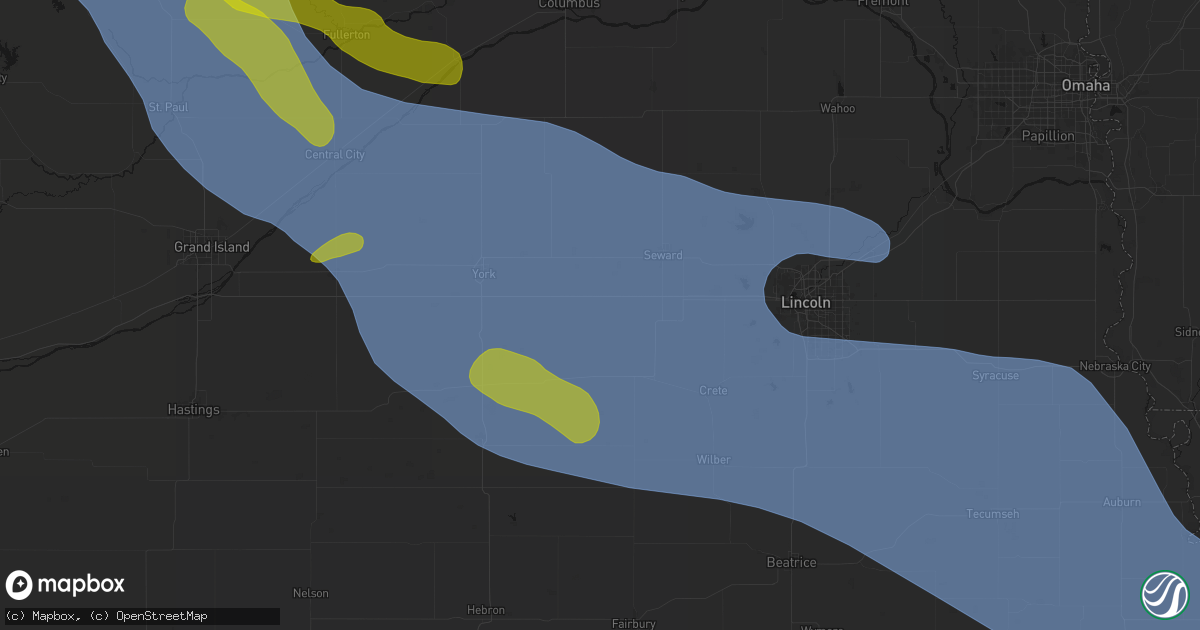 Hail map in Beaver Crossing, NE on August 19, 2026