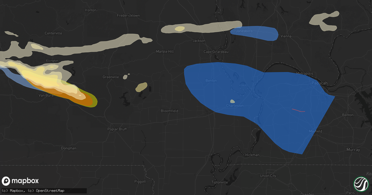 Hail map in Bell City, MO on August 19, 2026