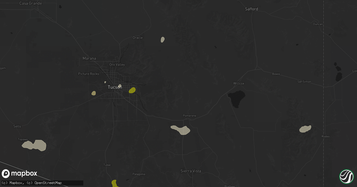 Hail map in Benson, AZ on August 19, 2026