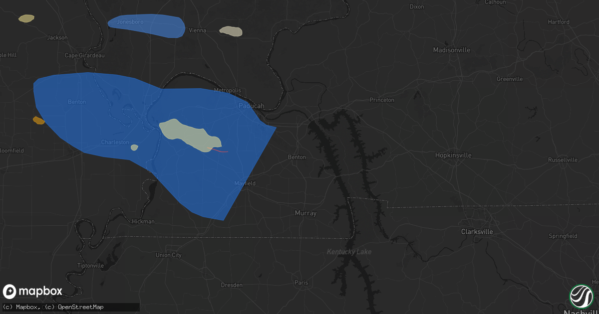 Hail map in Benton, KY on August 19, 2026