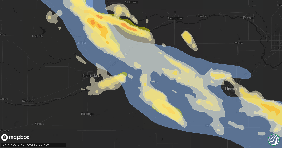 Hail map in Bradshaw, NE on August 19, 2026