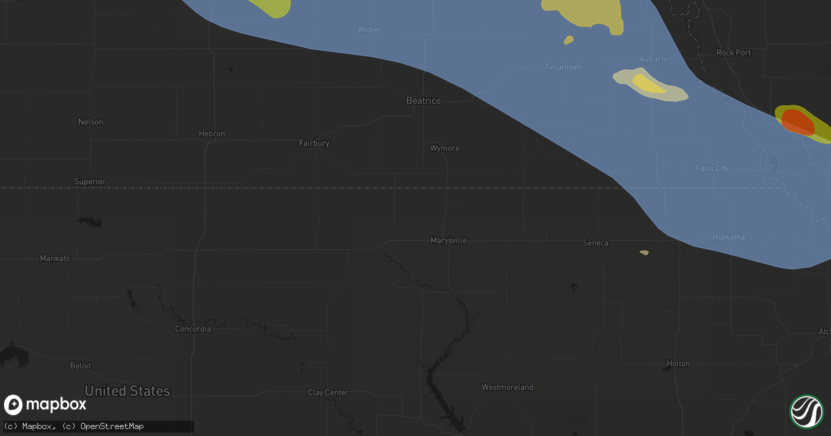 Hail map in Bremen, KS on August 19, 2026